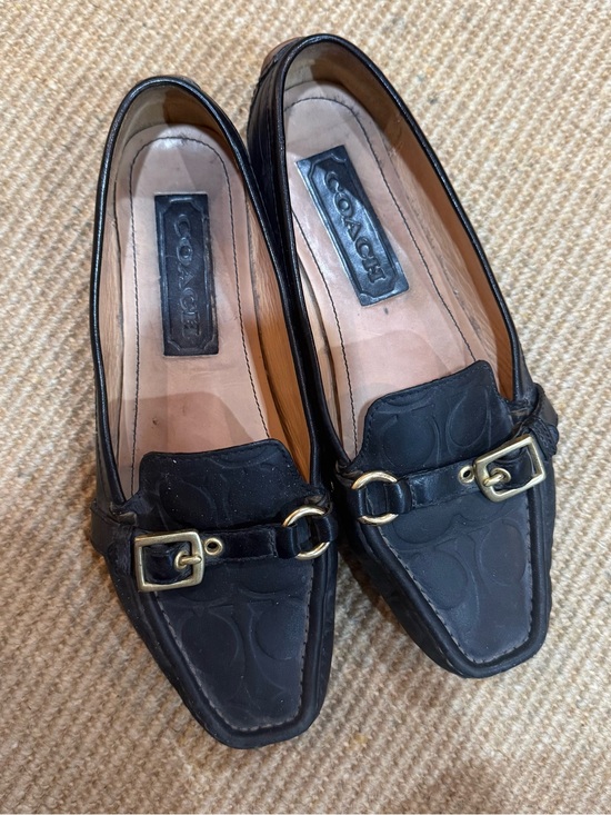 Coach Shoes - Coach Black Leather Logo Bit Slip-On Loafers